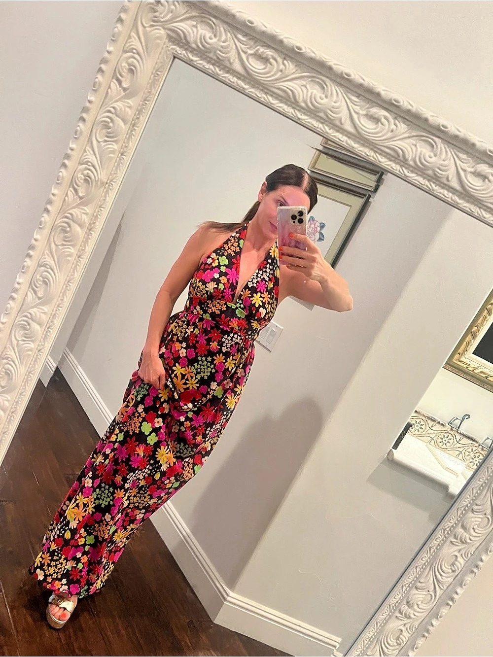 Vintage 70’s Floral Halter Maxi Dress